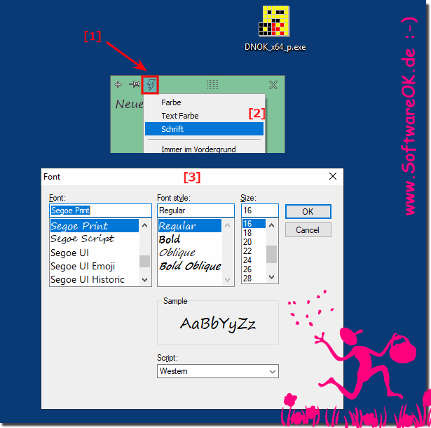 Schriftart fr Desktop Notizen jederzeit ndern auf MS Windows OS!