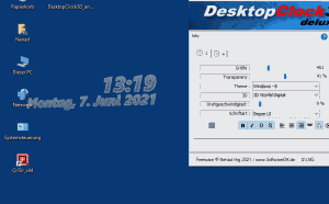 3D Desktopuhr mit Transparenz fr MS Windows